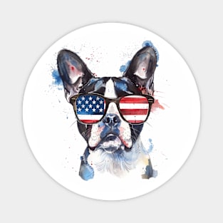 Boston Terrier 'Merica Sunglasses Magnet